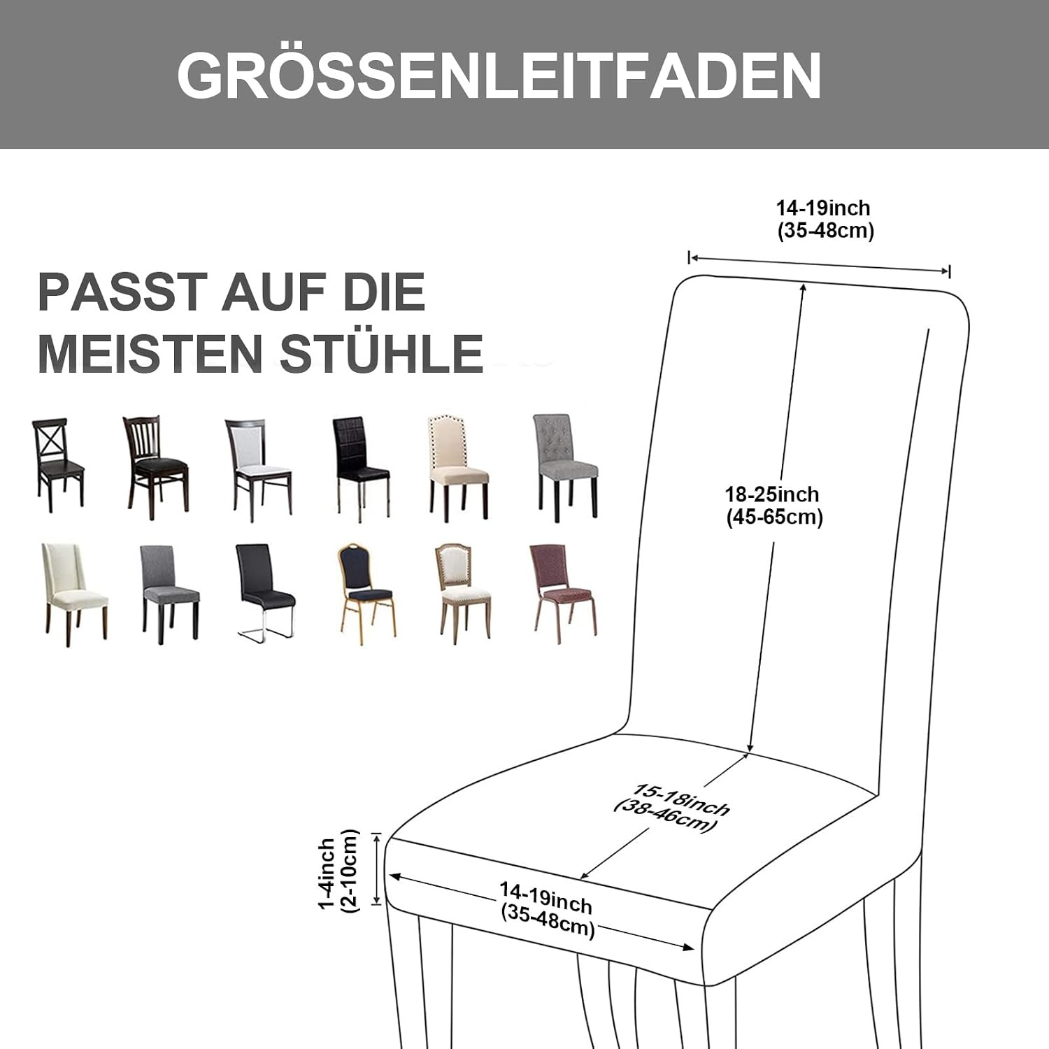 Alishomtll Set van 4/6 rekbare stoelhoezen voor schommelstoelen, afneembaar en wasbaar, bescherming voor eetkamerstoelen, keuken, restaurant, hotel, banket (grijs)