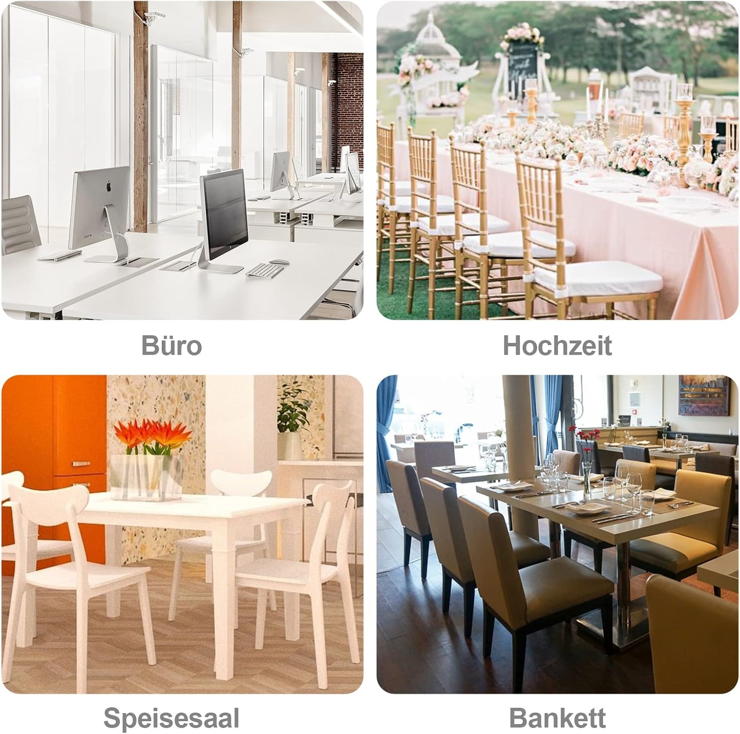 Alishomtll Set van 4/6 rekbare stoelhoezen voor schommelstoelen, afneembaar en wasbaar, bescherming voor eetkamerstoelen, keuken, restaurant, hotel, banket (grijs)