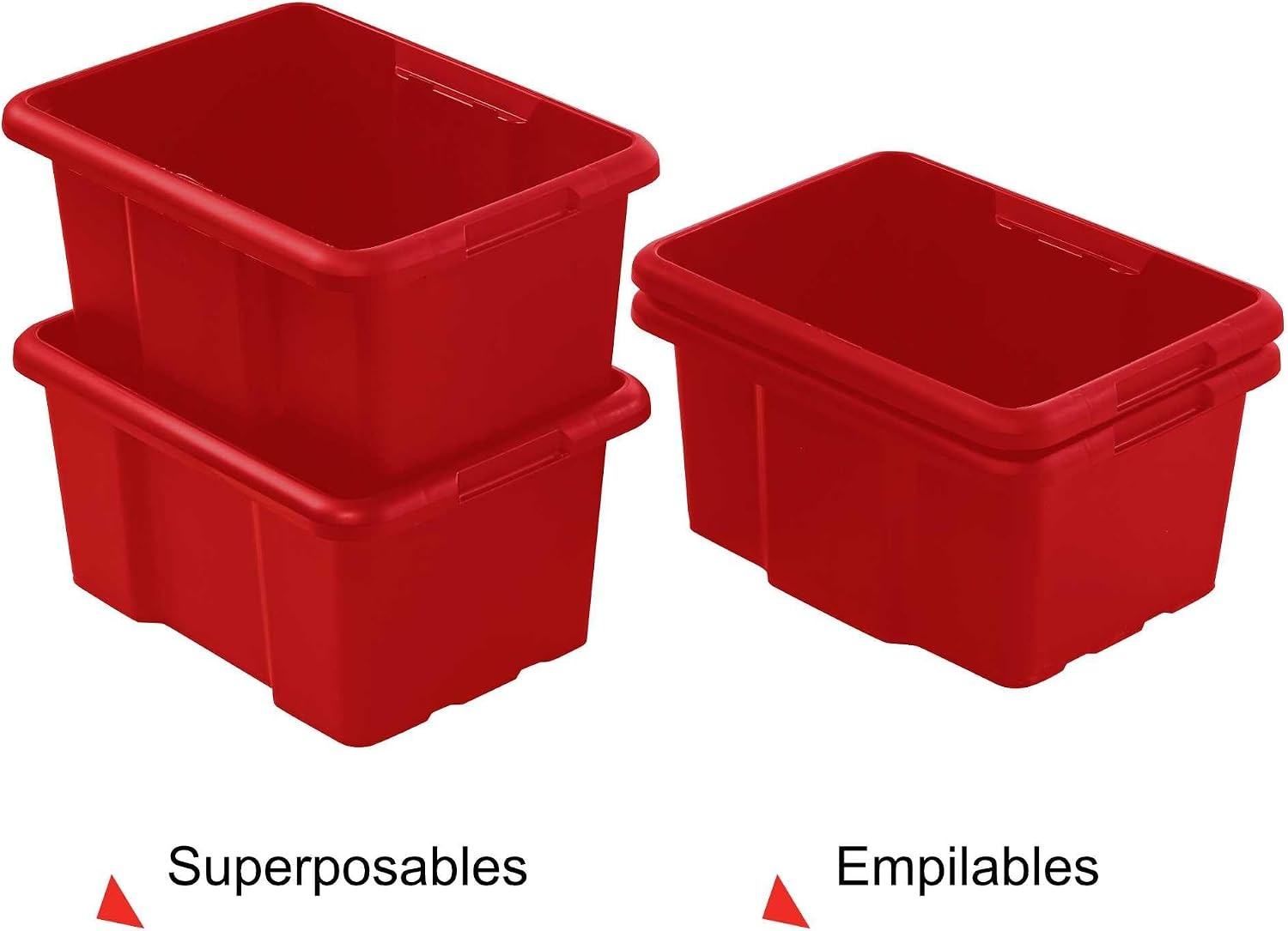SUNDIS, opbergbox 30L, L46,5xB.36,5xH23cm, stapelbaar, rood, set van 10
