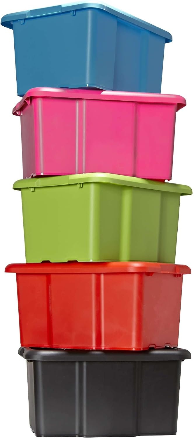SUNDIS, opbergbox 30L, L46,5xB.36,5xH23cm, stapelbaar, rood, set van 10