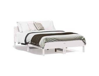 vidaXL Bedframe zonder matras massief grenenhout wit 140x190 cm