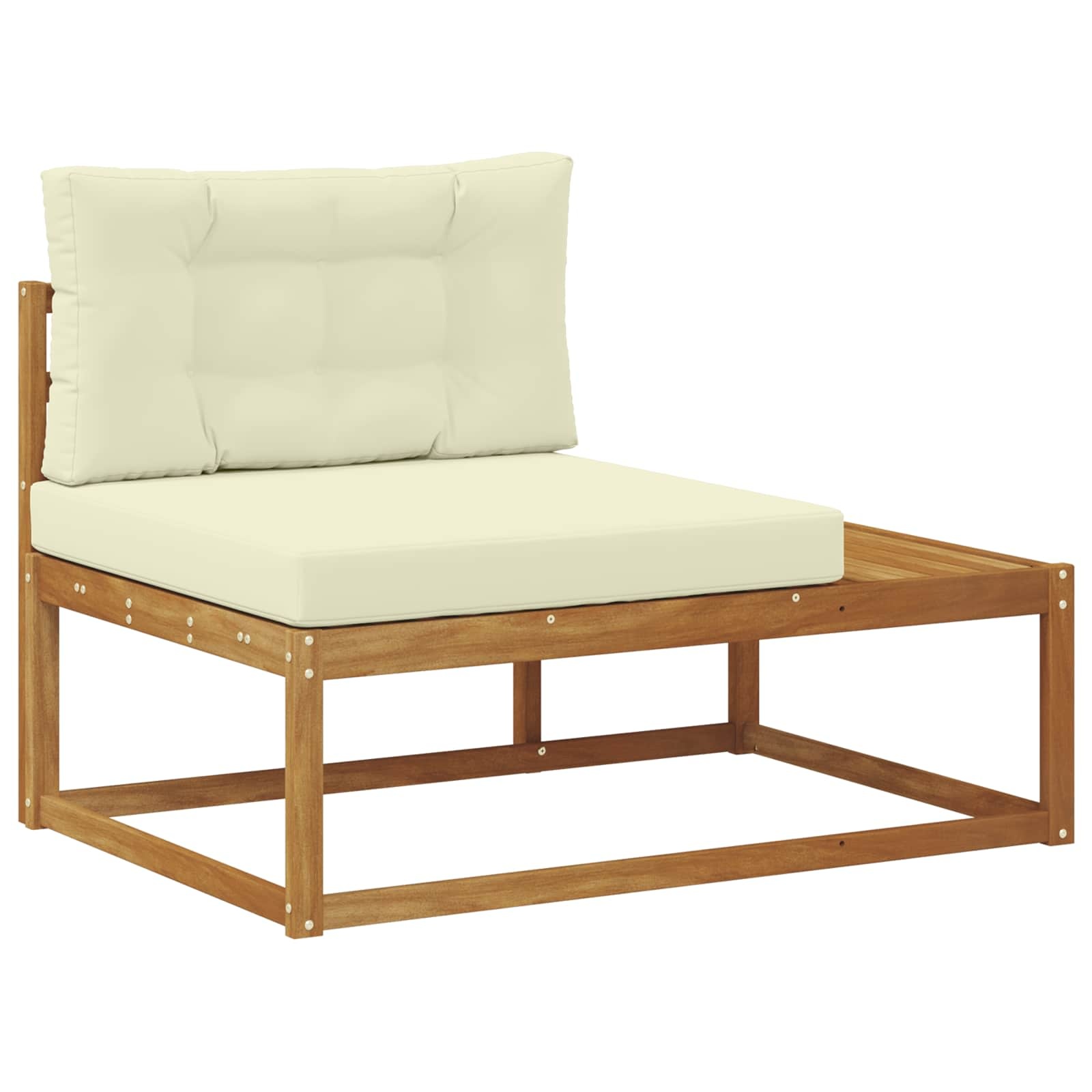 vidaXL Buiten Eindbank met kussen Naturel 115 x 83 x 73 cm