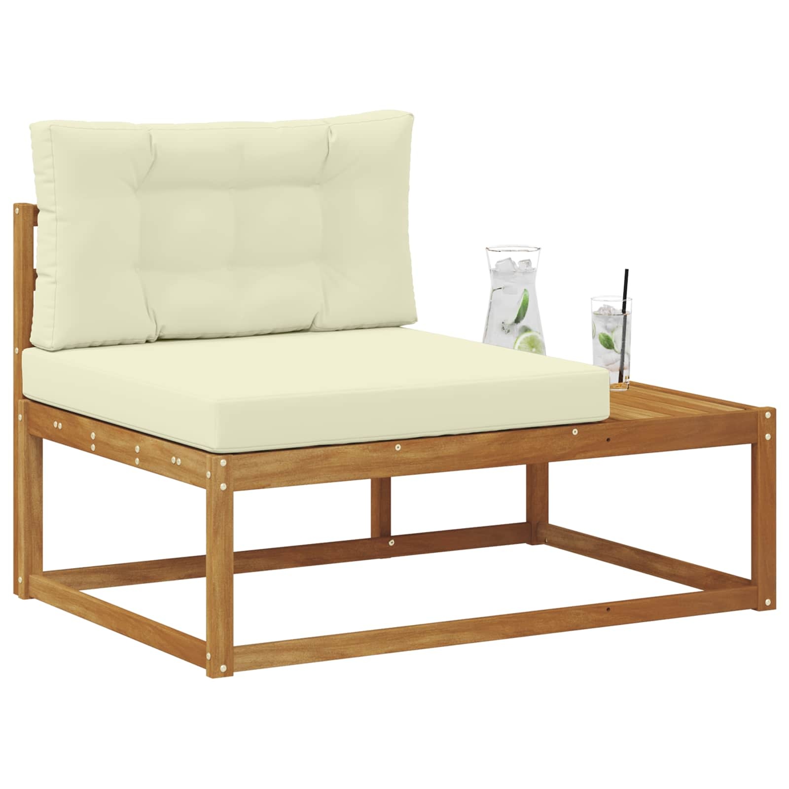 vidaXL Buiten Eindbank met kussen Naturel 115 x 83 x 73 cm