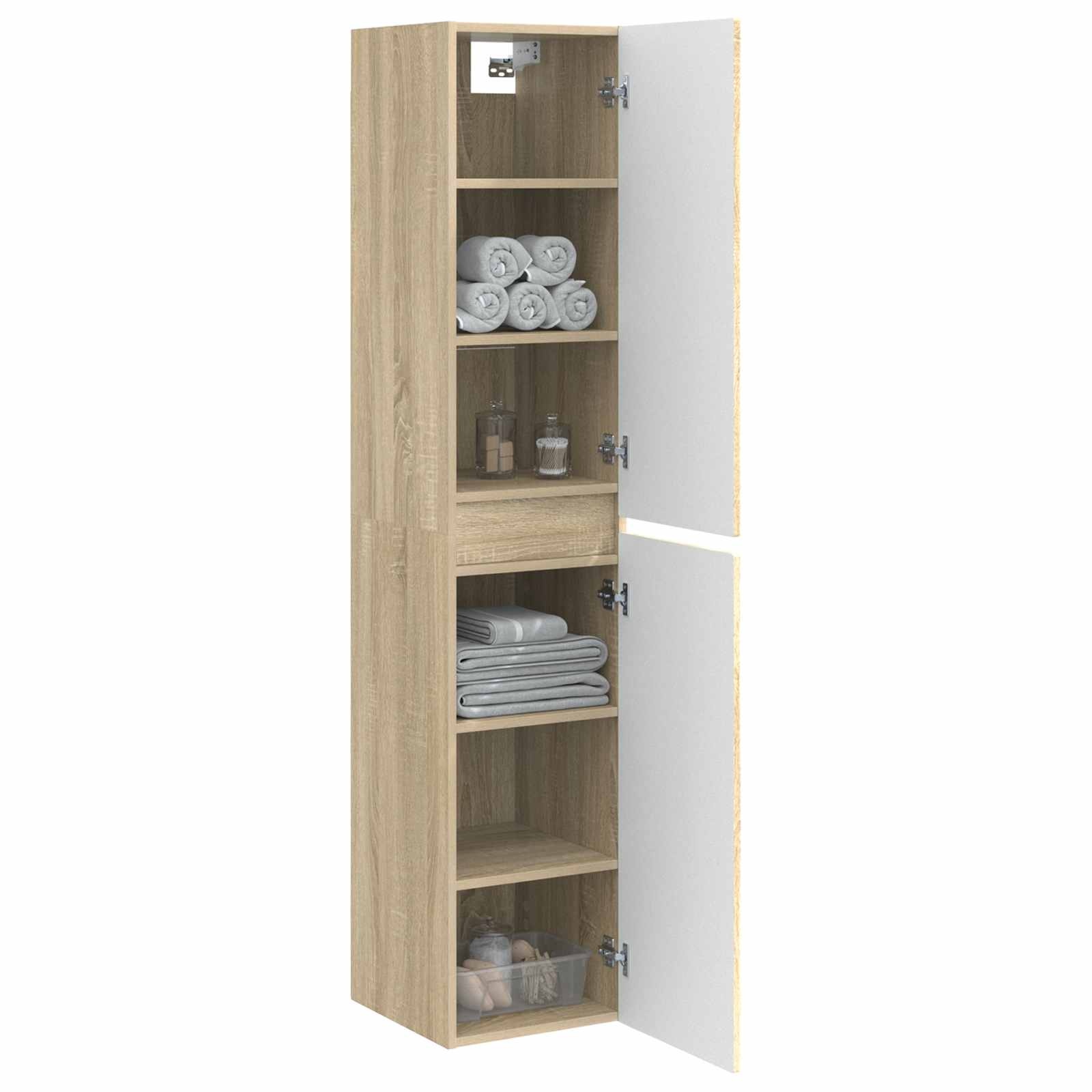 vidaXL Wand Gemonteerde Badkamerkast Sonoma Eiken 33 x 34,5 x 160 cm