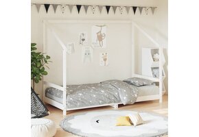 Houten Kinderbedframe 90x200cm Grenenhout Wit - 54% Korting