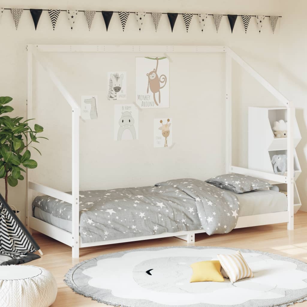 vidaXL Kinderbedframe 90x200 cm massief grenenhout wit