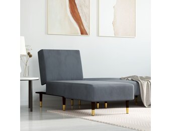 Verstelbare Chaise Longue Fluweel Donkergrijs - 34% Korting!