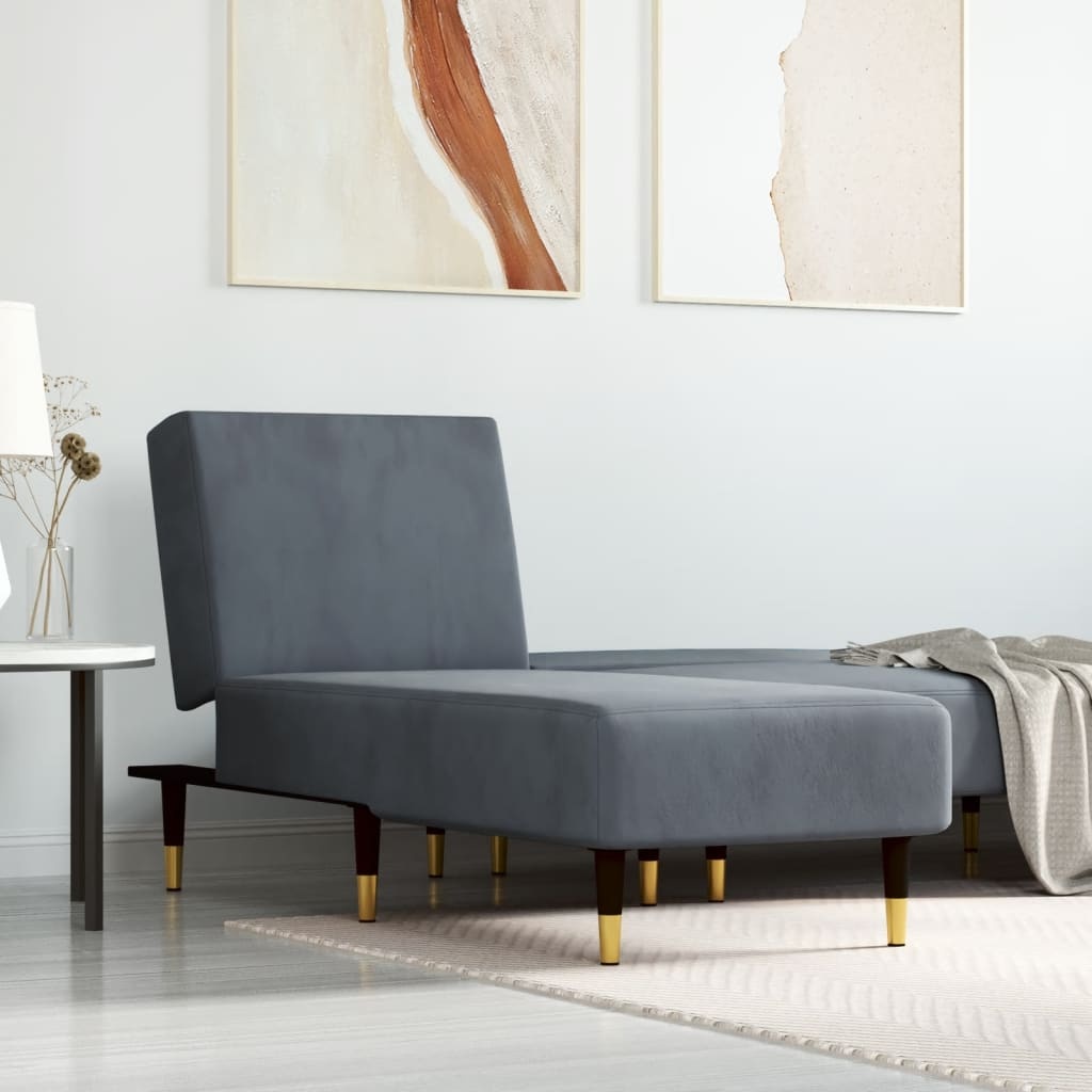 Verstelbare Chaise Longue Fluweel Donkergrijs - 34% Korting!
