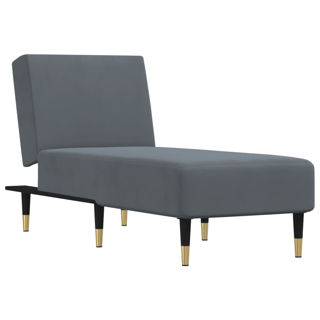 Verstelbare Chaise Longue Fluweel Donkergrijs - 34% Korting!