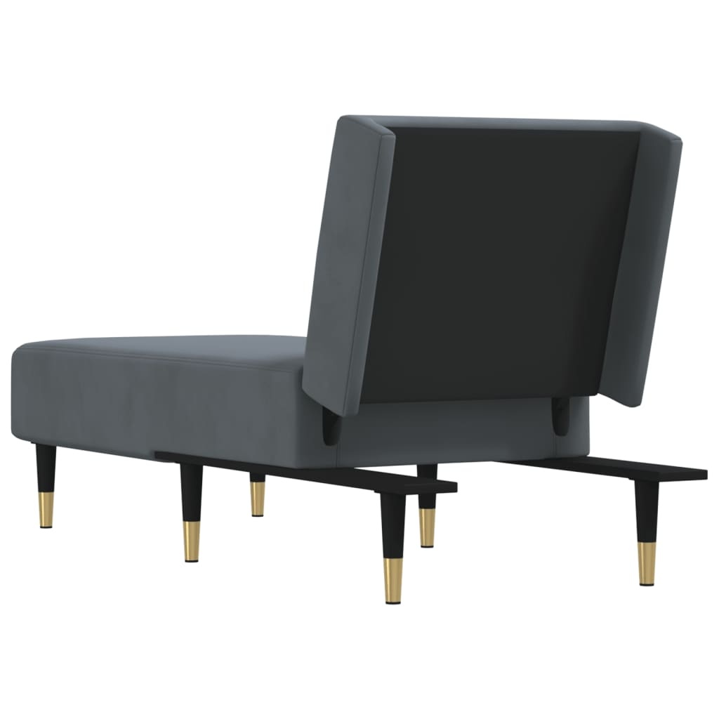 Verstelbare Chaise Longue Fluweel Donkergrijs - 34% Korting!
