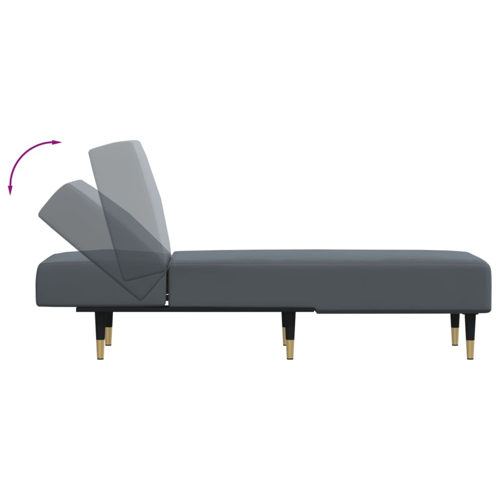 Verstelbare Chaise Longue Fluweel Donkergrijs - 34% Korting!