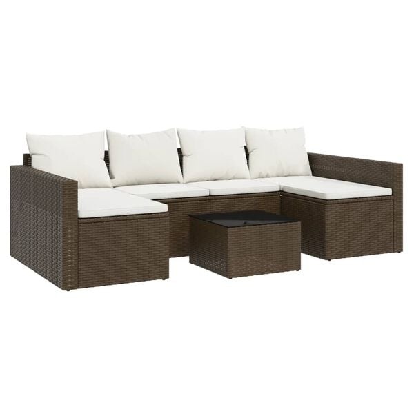 VidaXL Loungeset Poly Rattan Bruin met Kussens - 35% Korting