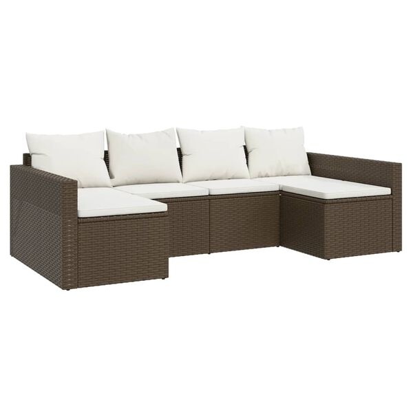 VidaXL Loungeset Poly Rattan Bruin met Kussens - 35% Korting