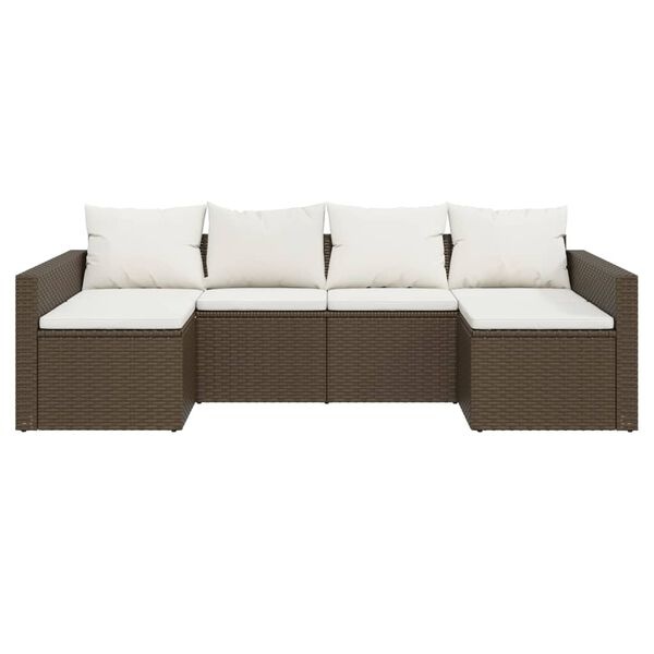 VidaXL Loungeset Poly Rattan Bruin met Kussens - 35% Korting