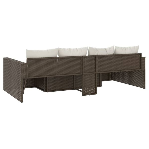 VidaXL Loungeset Poly Rattan Bruin met Kussens - 35% Korting