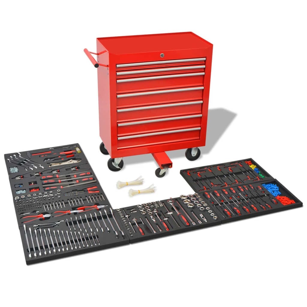Gereedschapswagen met 1125 Delen - Staal Rood (60% Korting)