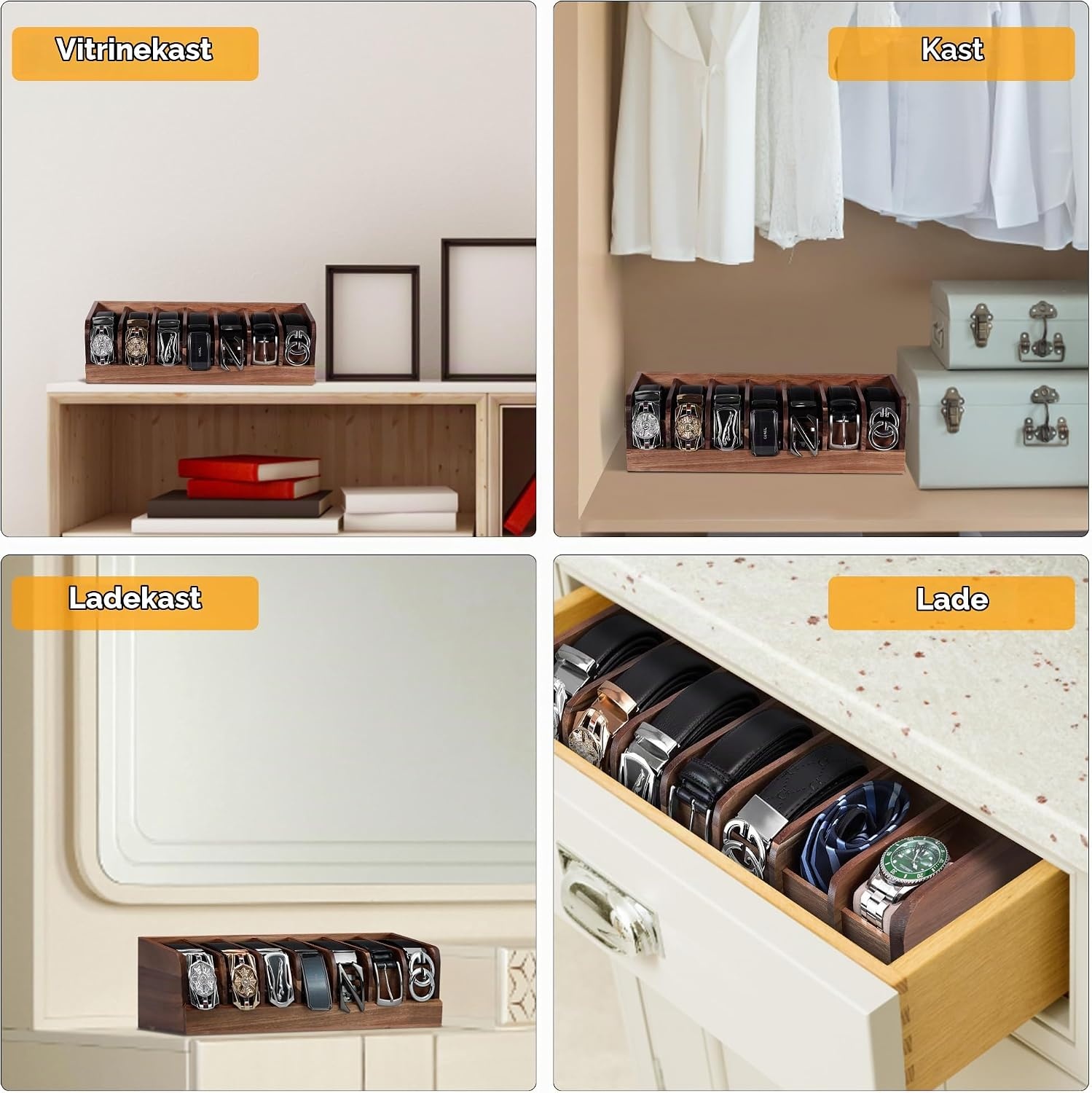 Acaciahout Riem Organizer met 7 Vakken - Bruin - 57% Korting