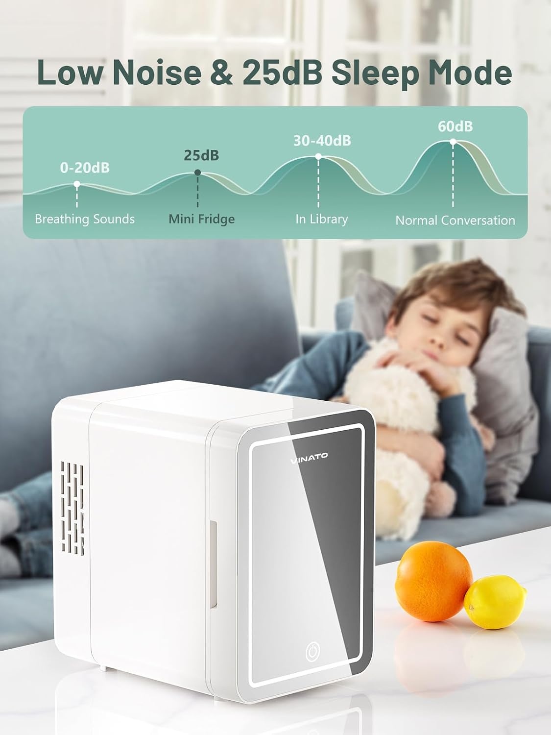 VINATO Mini Koelkast 4L met LED Spiegel - 53% Korting