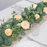 Kunstmatige Eucalyptus Slinger met Bloemen - 4m - Champagne - 30% Korting