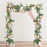 Kunstmatige Eucalyptus Slinger met Bloemen - 4m - Champagne - 30% Korting