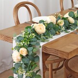 Kunstmatige Eucalyptus Slinger met Bloemen - 4m - Champagne - 30% Korting