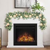 Kunstmatige Eucalyptus Slinger met Bloemen - 4m - Champagne - 30% Korting