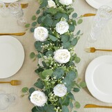 Kunstmatige Eucalyptus Slinger met Bloemen - 4m - Champagne - 30% Korting