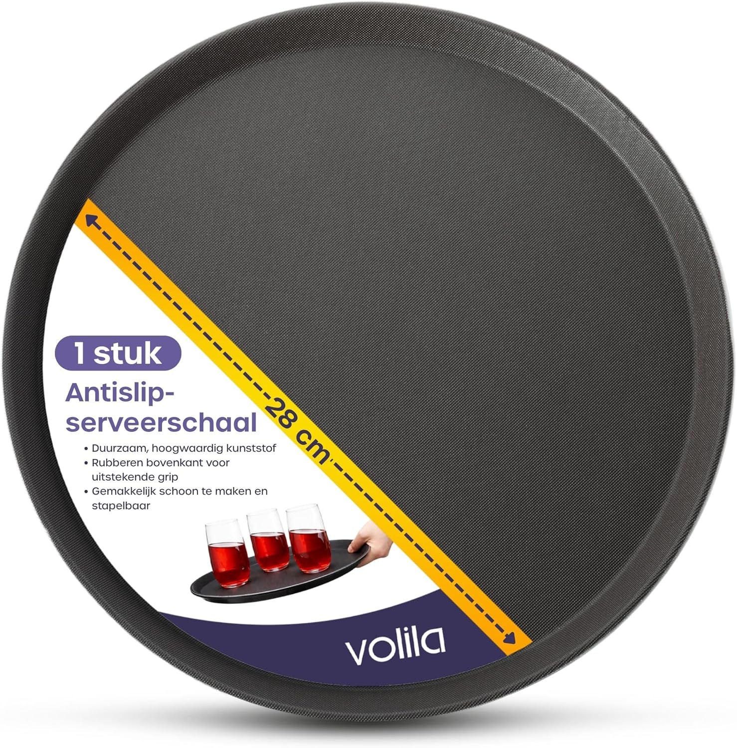 Rond Antislip Dienblad Zwart 28cm - 37% Korting
