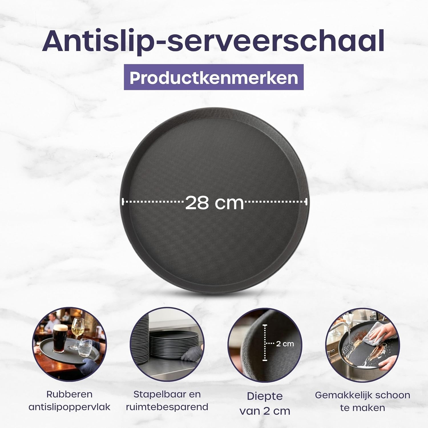 Rond Antislip Dienblad Zwart 28cm - 37% Korting