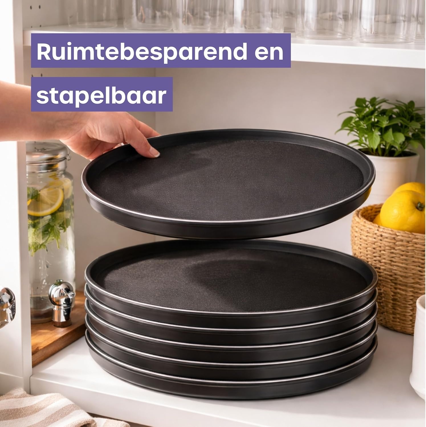 Rond Antislip Dienblad Zwart 28cm - 37% Korting