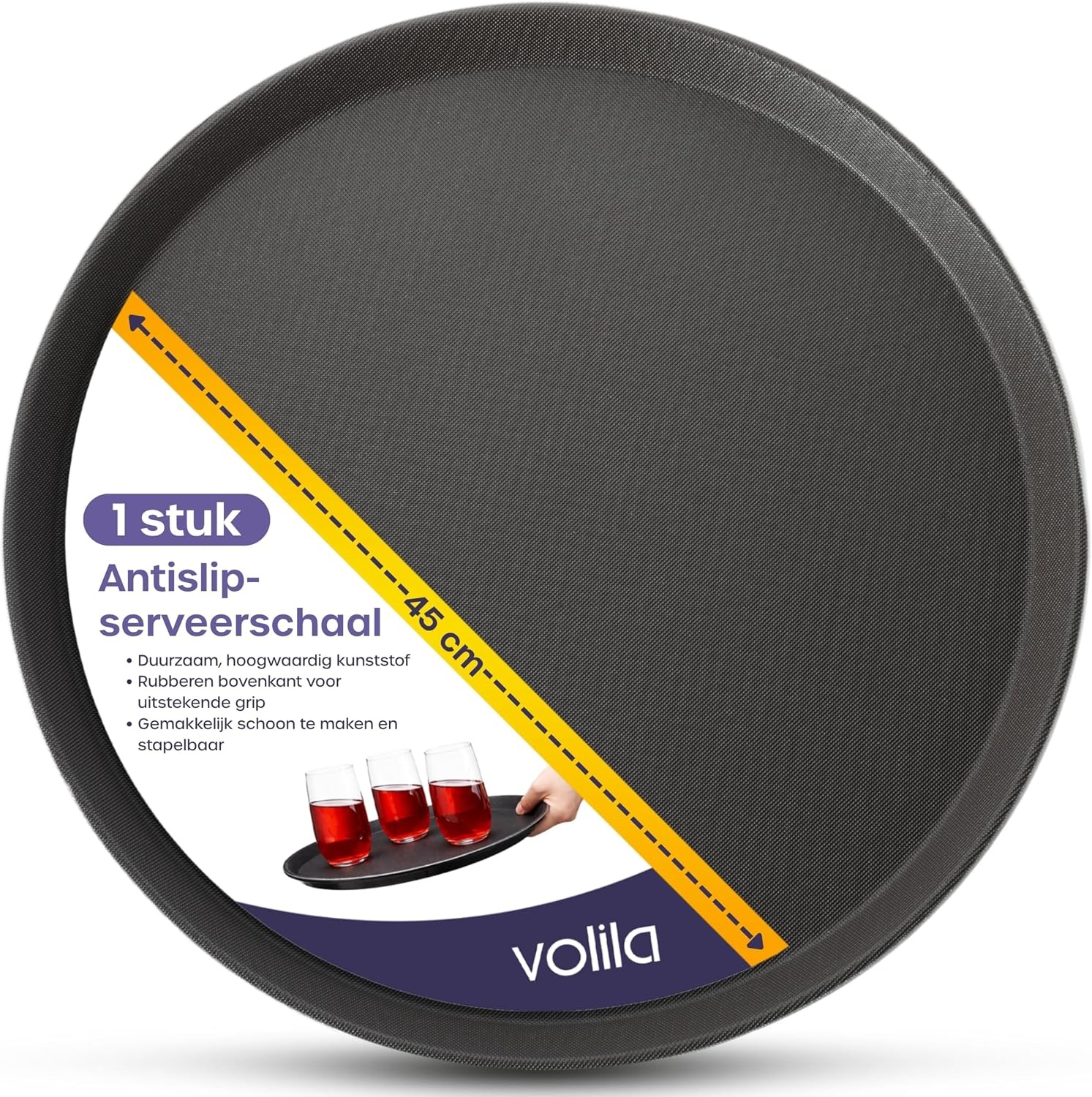 Rond Antislip Dienblad Zwart 28cm - 37% Korting