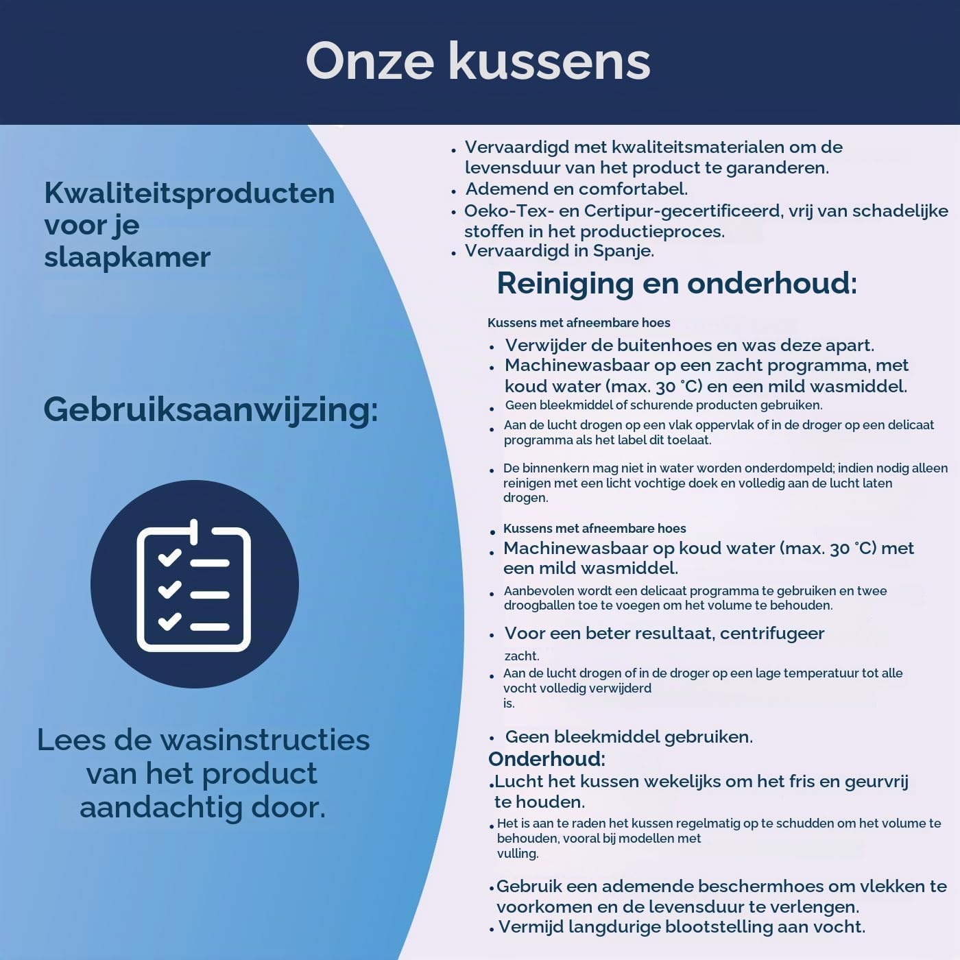 DUÉRMETE ONLINE Traagschuim Kussen met Aloë Vera - Wit - 90 x 40 cm