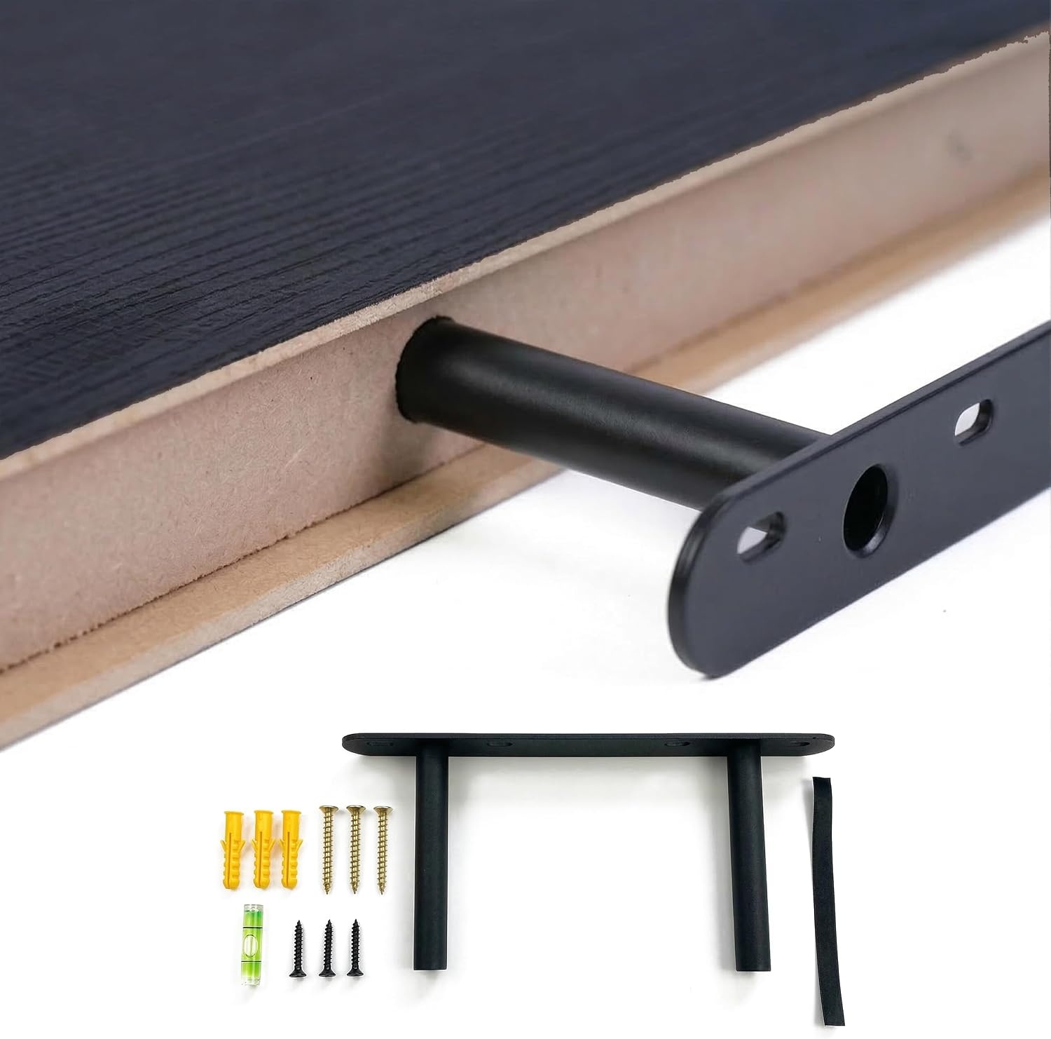 Wandplank Set 3 Zwart Houtlook - 50x23 cm - 51% Korting
