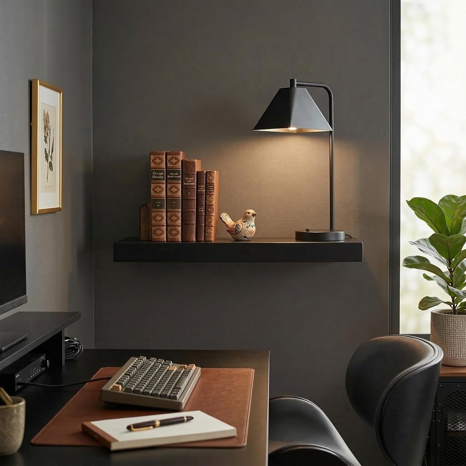 Wandplank Set 3 Zwart Houtlook - 50x23 cm - 51% Korting