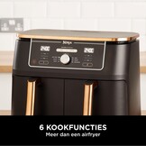 Ninja Foodi MAX Dual Zone Airfryer, Tang, 2 Laden, 9,5L, 6-in-1, Olievrij, Airfryen, Max Crisp, Braden, Bakken, Vaatwasmachinebestendige Manden, Anti-aanbaklaag, Koper/Zwart Amazon Exclusief AF400EUCP - Maat 9.5 L