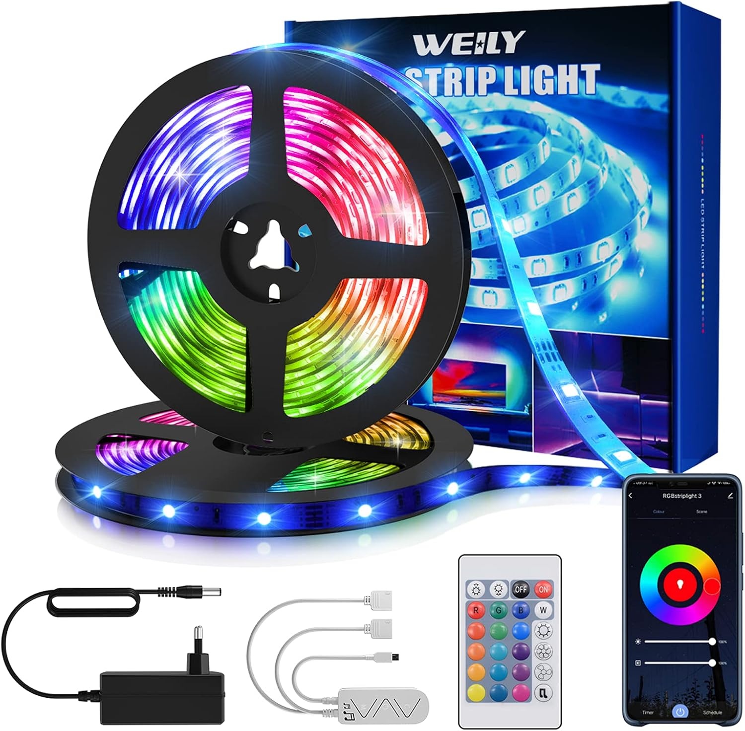 Slimme LED Strip 15m RGB - 16 Miljoen Kleuren - WiFi & Spraakbesturing - 27% Korting