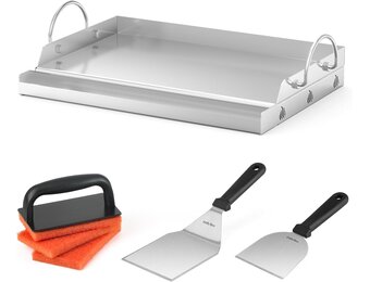 Plancha Grillplaat RVS BBQ Set - 50x32cm incl. Spatel & Schraper (34% Korting)