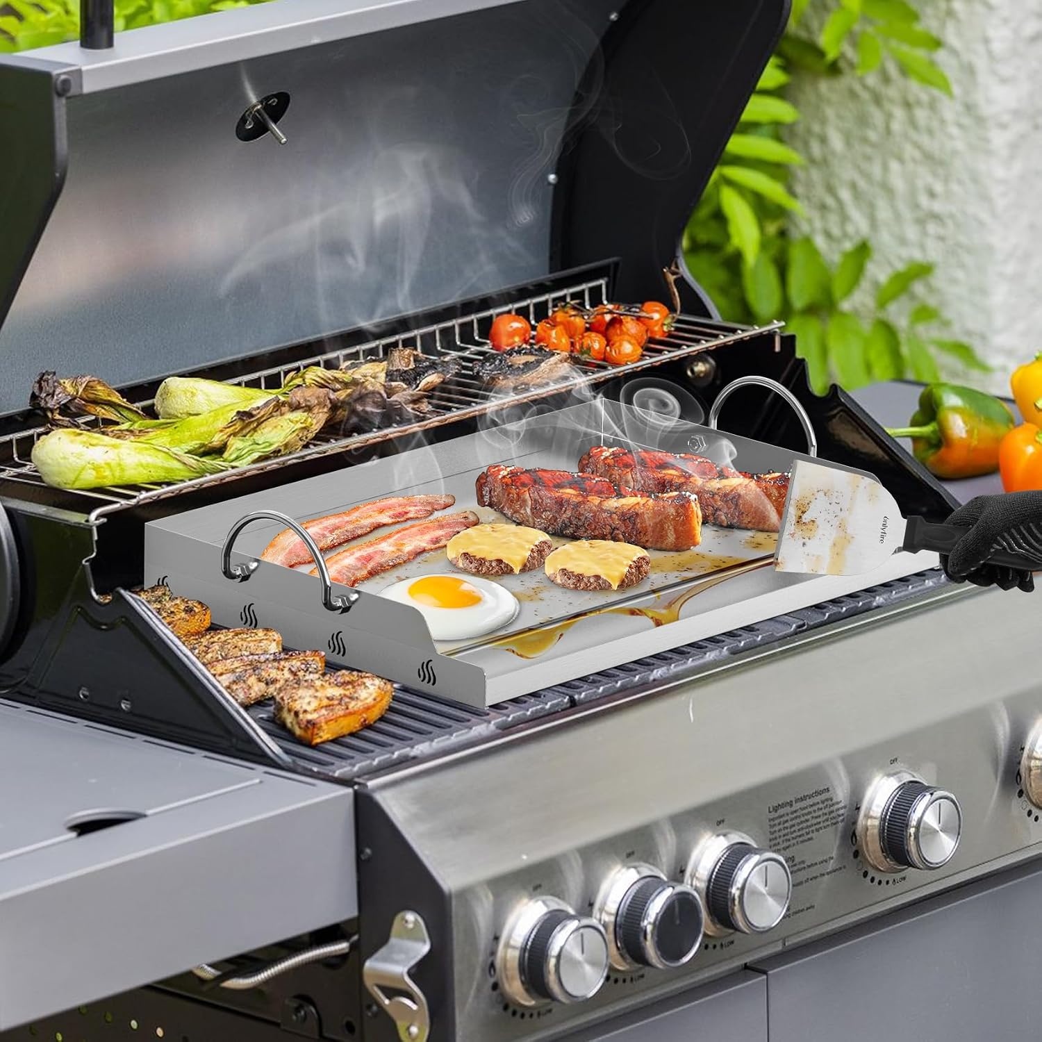 Plancha Grillplaat RVS BBQ Set - 50x32cm incl. Spatel & Schraper (34% Korting)