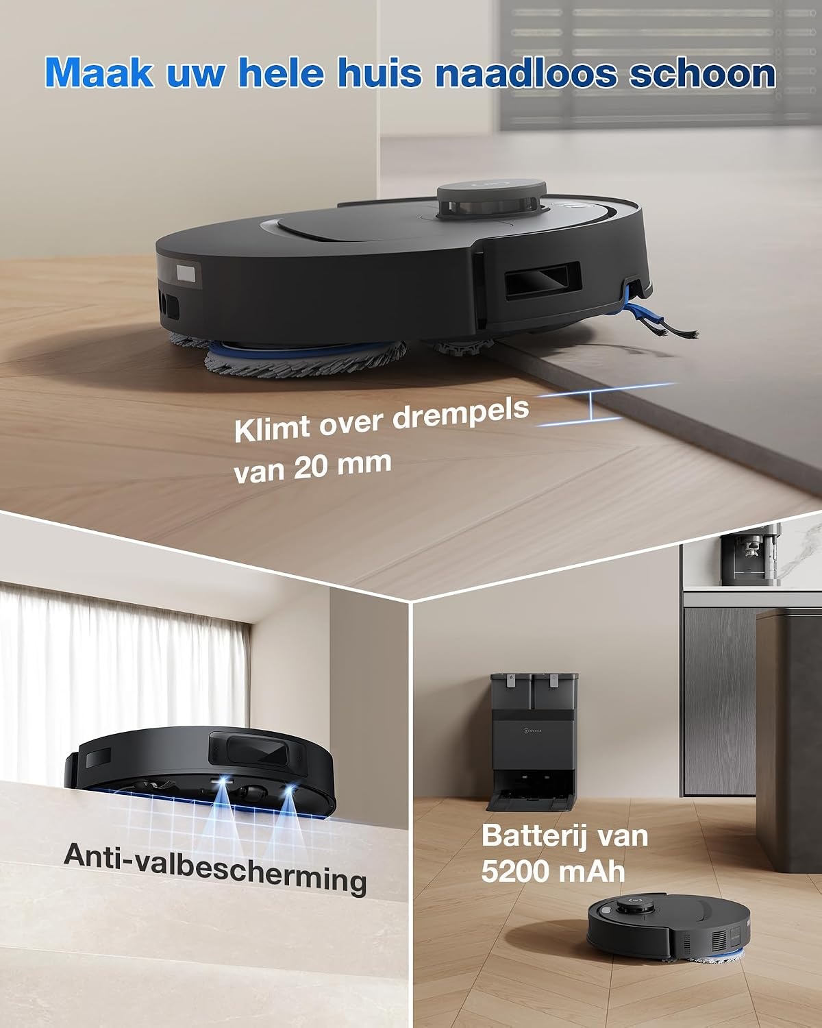 Robotstofzuiger & Dweil met OMNI-station, 20.000 Pa - 55% Korting