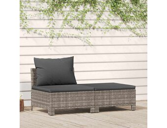 vidaXL 2-delige tuinloungeset met kussens grijs poly rattan