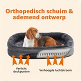 HMTOPE Orthopedisch hondenbed, hondensofa, vierzijdig nekrolkussen, antislip onderkant, hondenmand, afneembaar en wasbaar, middelgrote honden, grote honden, 106 x 79 x 17 cm, donkergrijs