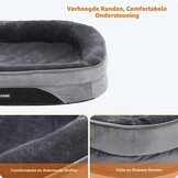 HMTOPE Orthopedisch hondenbed, hondensofa, vierzijdig nekrolkussen, antislip onderkant, hondenmand, afneembaar en wasbaar, middelgrote honden, grote honden, 106 x 79 x 17 cm, donkergrijs
