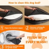 HMTOPE Orthopedisch hondenbed, hondensofa, vierzijdig nekrolkussen, antislip onderkant, hondenmand, afneembaar en wasbaar, middelgrote honden, grote honden, 106 x 79 x 17 cm, donkergrijs