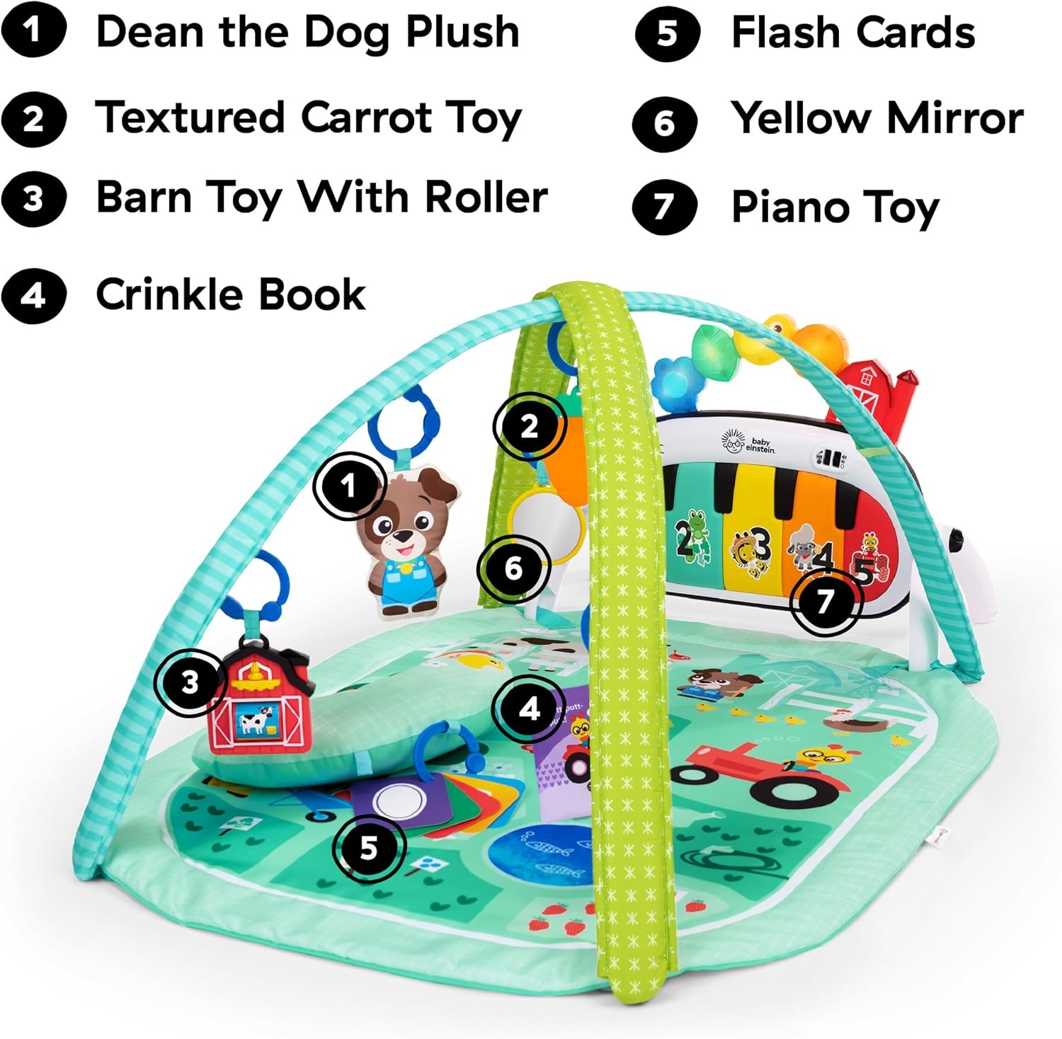 Baby Einstein Farm Explorers 4-in-1 Kickin' Tunes Muzikale Weide Muziek & Taalontdekking Gym, vanaf 0 maanden
