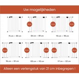 hauck Open N Stop 2 + 21 cm Verlenging, White - Veiligheidshekje & Hondenhek, 96–101 cm Verstelbaar, 77 cm Hoog, Eenhandige Opening aan Beide Kanten, Zonder Boren, Voor Binnengebruik - Maat 96-101 x 2/4 x 77 cm