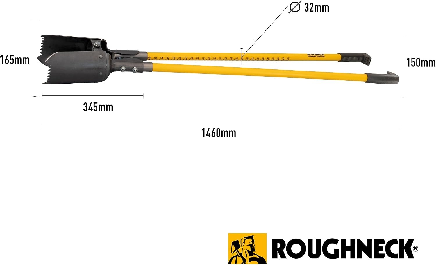 Roughneck Grondboor met gekartelde bladen en dieptemeter - 145 cm - Geel