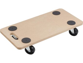 Metafranc Transportroller 590 x 290 mm - 200 kg draagkracht - MDF-plaat - PP-wielen/meubelroller/transporthulp voor verhuizing/rolwagen voor meubeltransport/kratenroller van hout / 820040