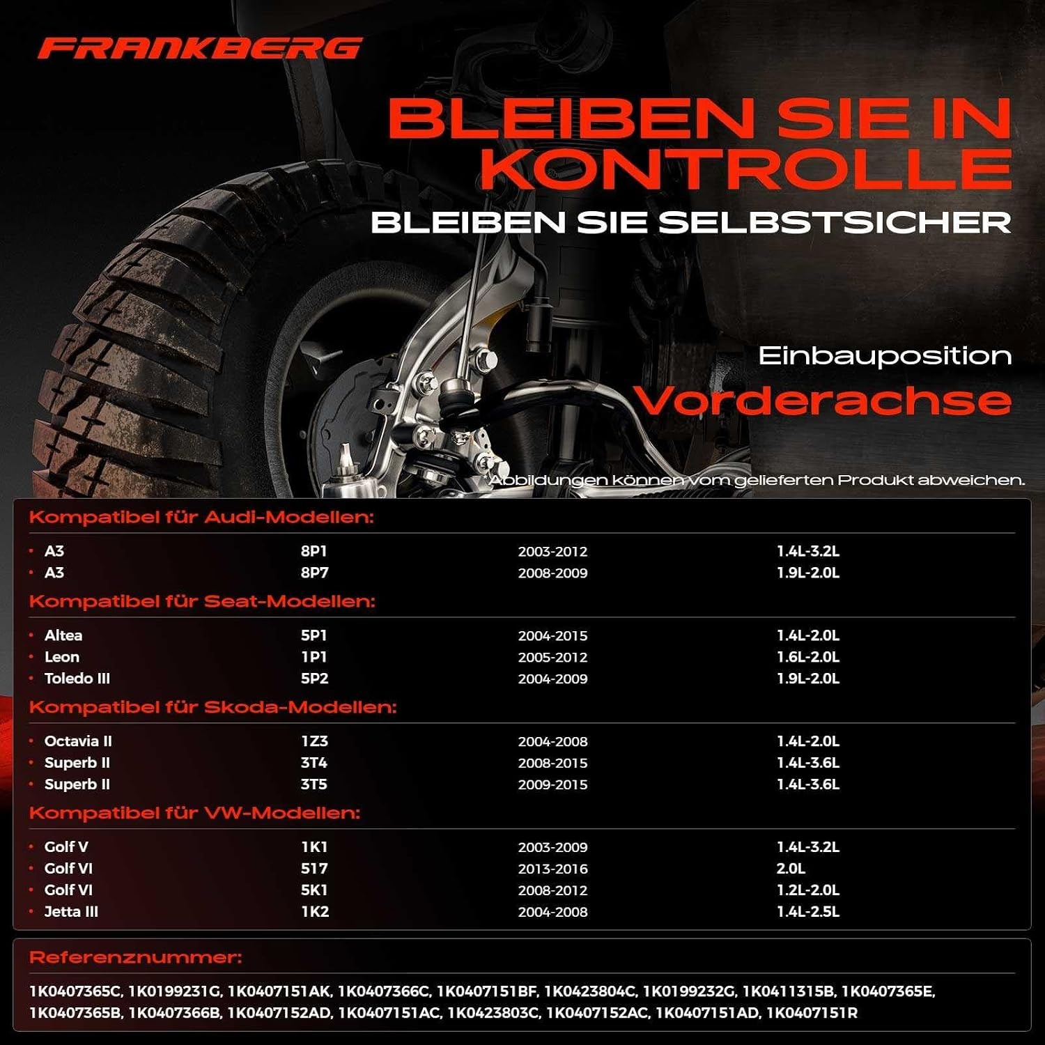 Frankberg 10 x draagarmenset voor Golf Plus 5M1 521 motor 2004-2013 A3 8P1 2003-2012 Leon 1P1