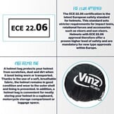 VINZ Santos Systeemhelm Matzwart - ECE 22.06 - Pinlock voorbereid - Diverse maten