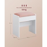VASAGLE Kruk Kaptafel, Gestoffeerd Fluweel, met Antislip Voetkussentjes